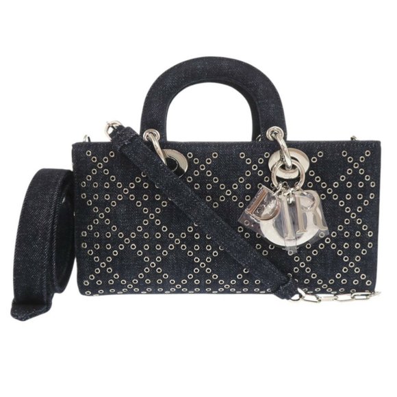 Unused Christian Dior Lady D-Joy Cannage Medium Denim Blue Handbag/Shoulder B... - Picture 1 of 10